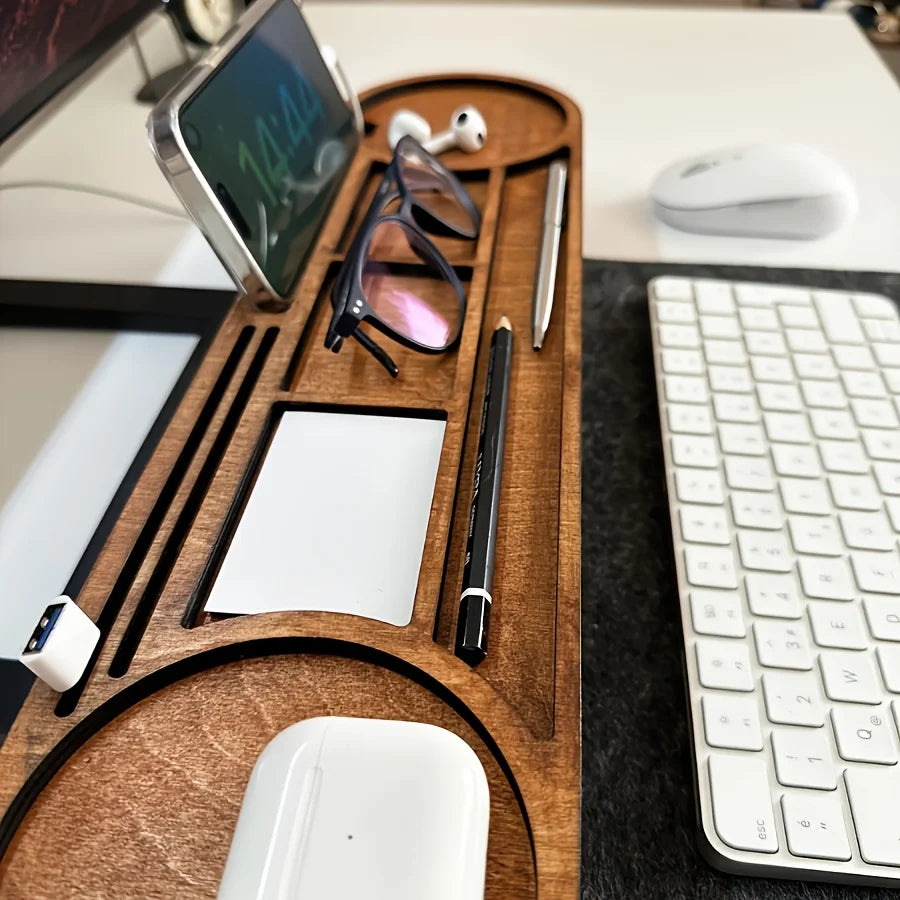 Suporte para Monitor em Madeira com Compartimentos