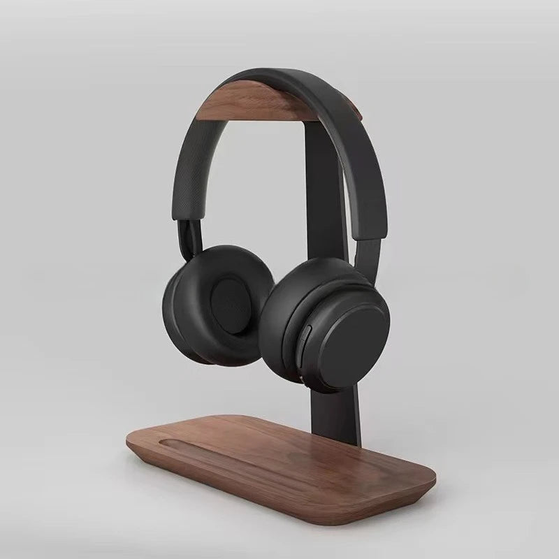 Suporte para Fones em Madeira de Nogueira