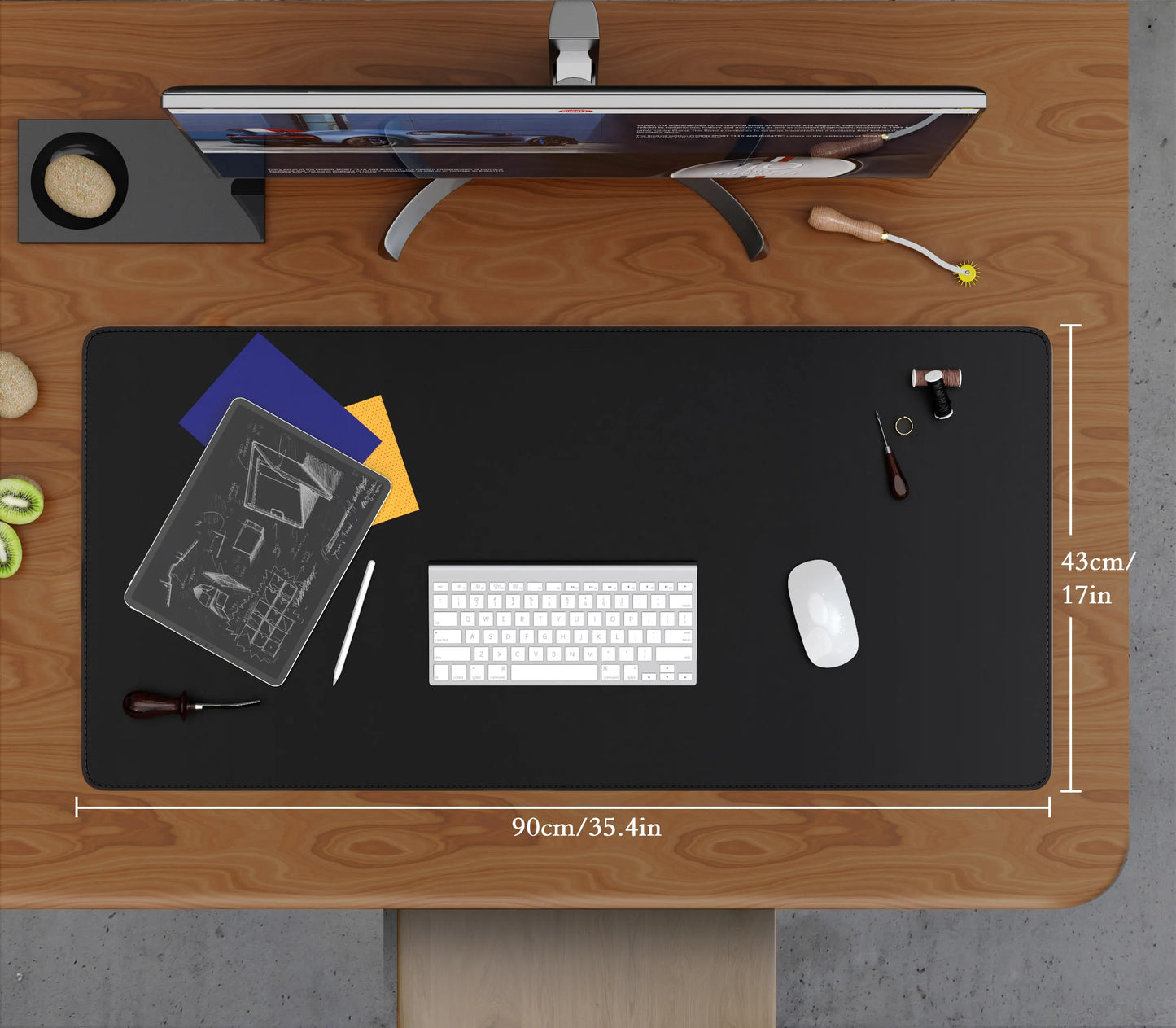 Desk Pad de Couro Dupla Face com Verso em Cortiça