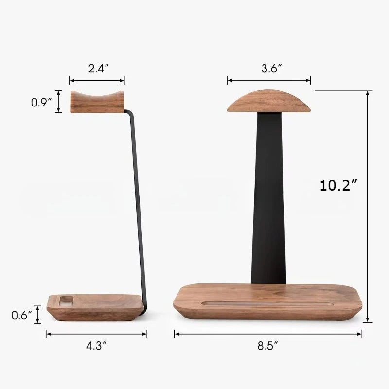Suporte para Fones em Madeira de Nogueira
