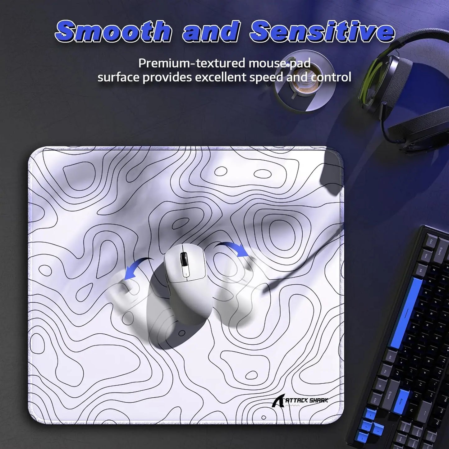 ATTACK SHARK CM02 eSports Gaming Mouse Pad, Water Resistant Coating Large Mouse Mat, Heavy Textured Smooth Control Surface