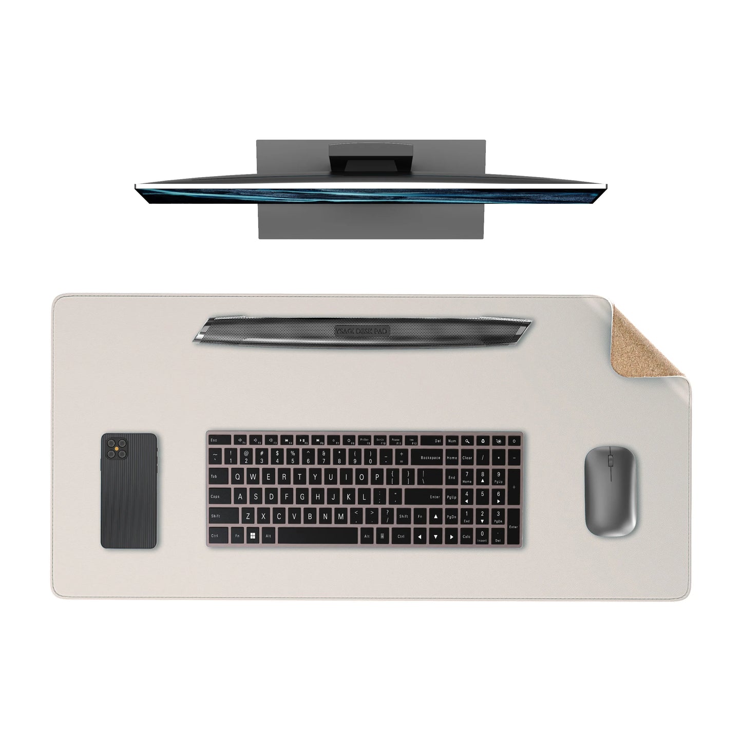 Desk Pad de Couro Dupla Face com Verso em Cortiça