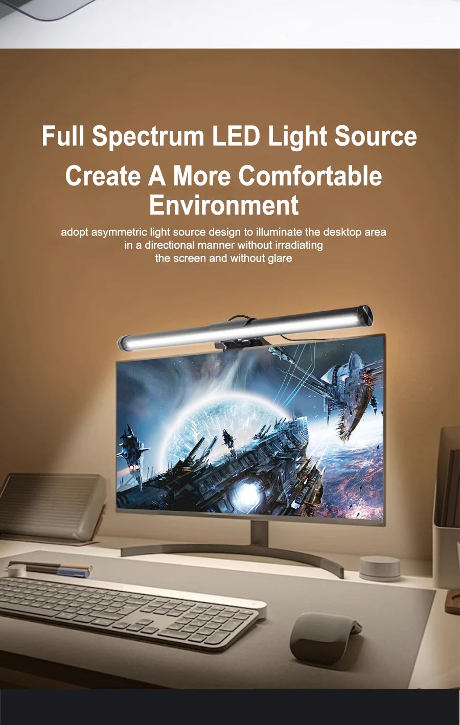 Screen Hanging Light 30CM CCT Touch Dimmable Monitor Notebook Computer LED Monitor Light for Computer Study LED Table Lamp