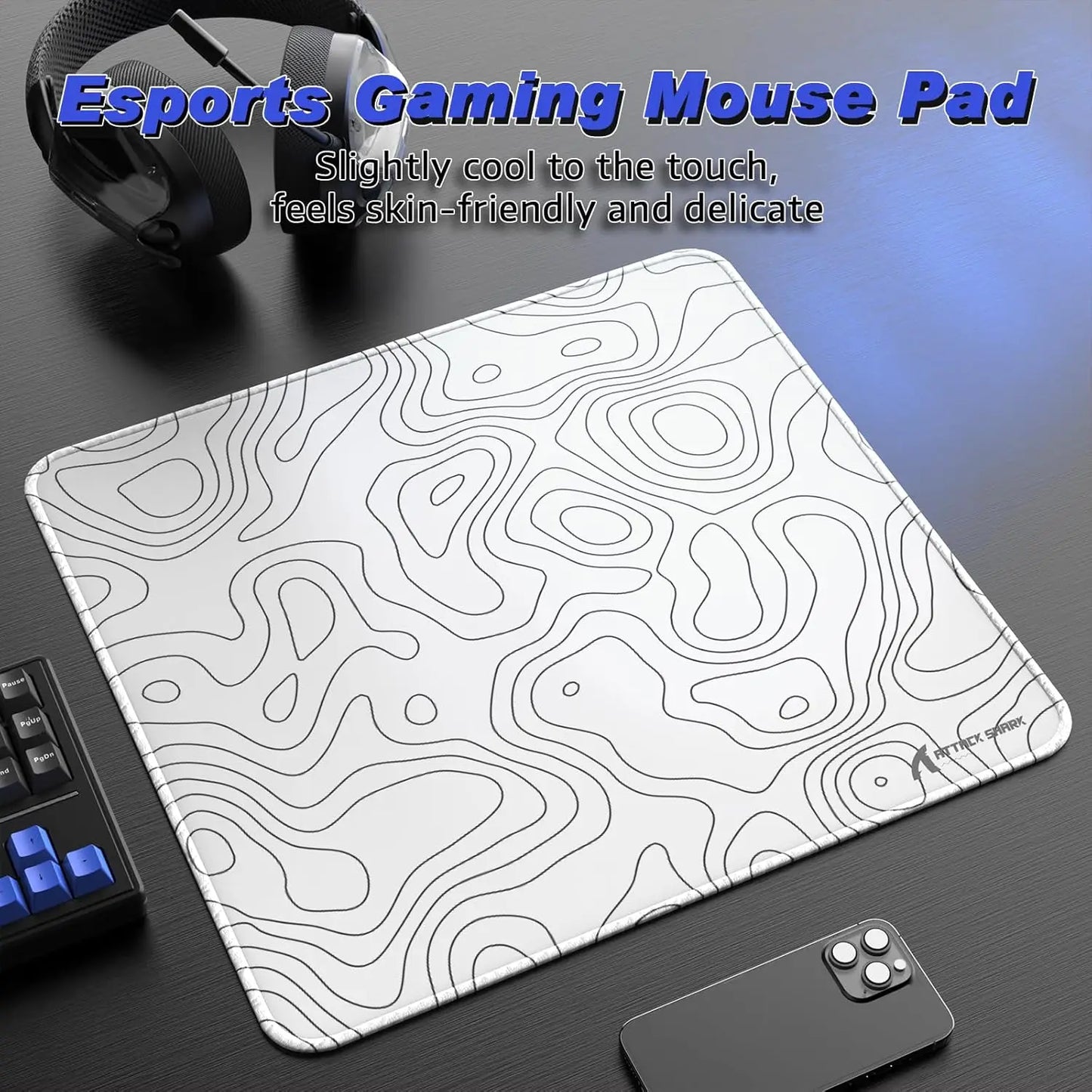 ATTACK SHARK CM02 eSports Gaming Mouse Pad, Water Resistant Coating Large Mouse Mat, Heavy Textured Smooth Control Surface