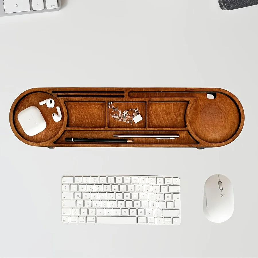 Suporte para Monitor em Madeira com Compartimentos